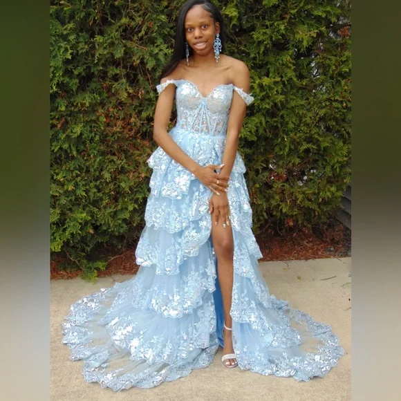 Light Blue Sherri Hill 55500 Prom Dress